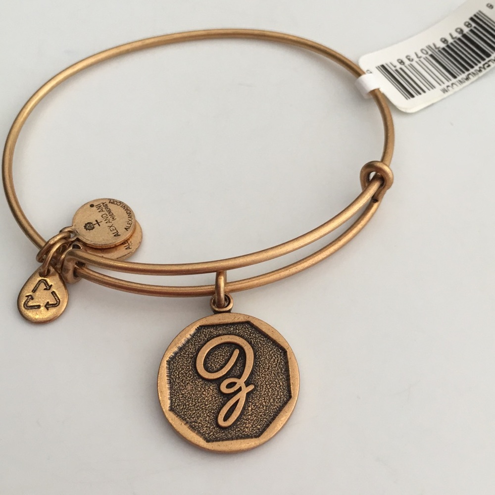 Alex and Ani initial Z in gold expandable